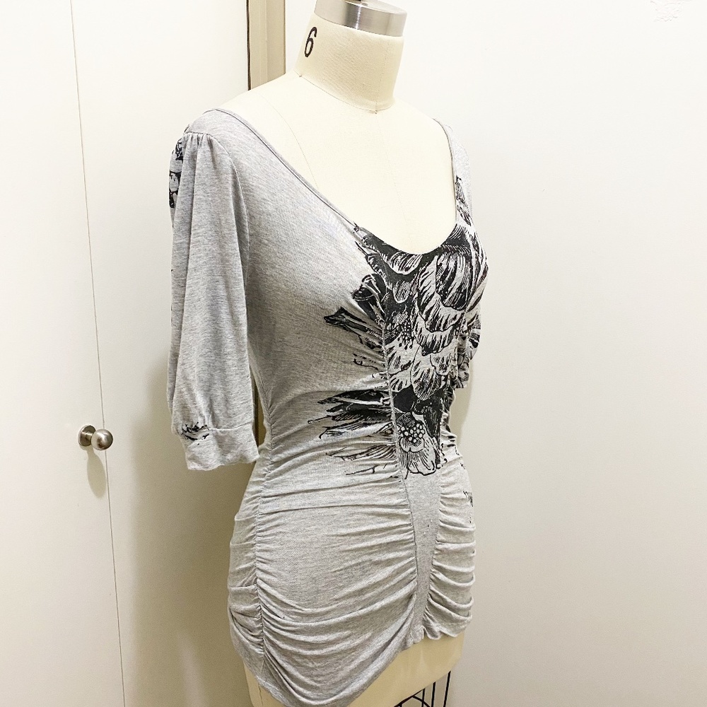 Language Angels Floral Rhinestone Draped Blouse S - Picture 7 of 9